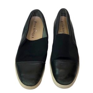 Via Spiga Leather Slip On Loafers Black